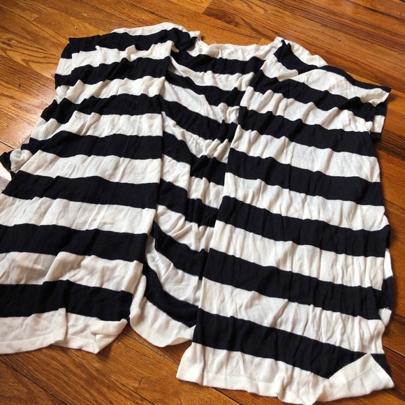 Sweaters - Navy White Striped Poncho Wrap Cardigan Flowy Sweaters - Navy White Striped Poncho Wrap Cardigan Flowy